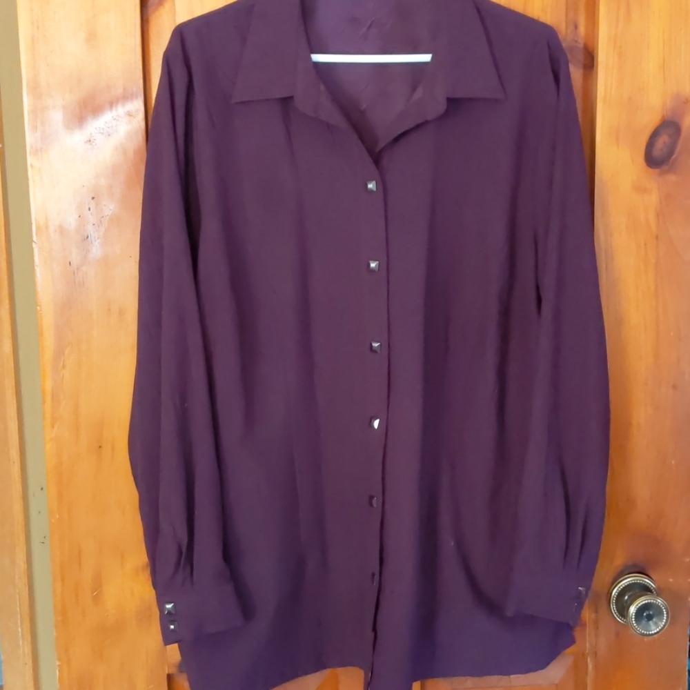 Plus size deep wine coloured Pennington's long sle